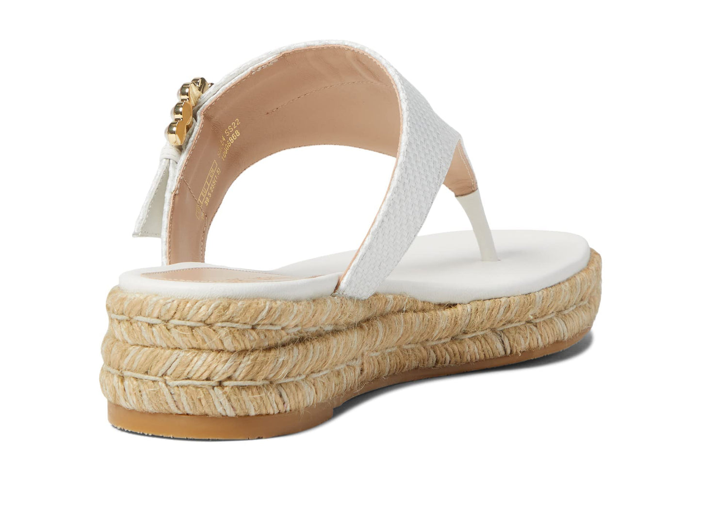 Stuart Weitzman Pearl Buckle Espadrille Sandal Cream 9 M