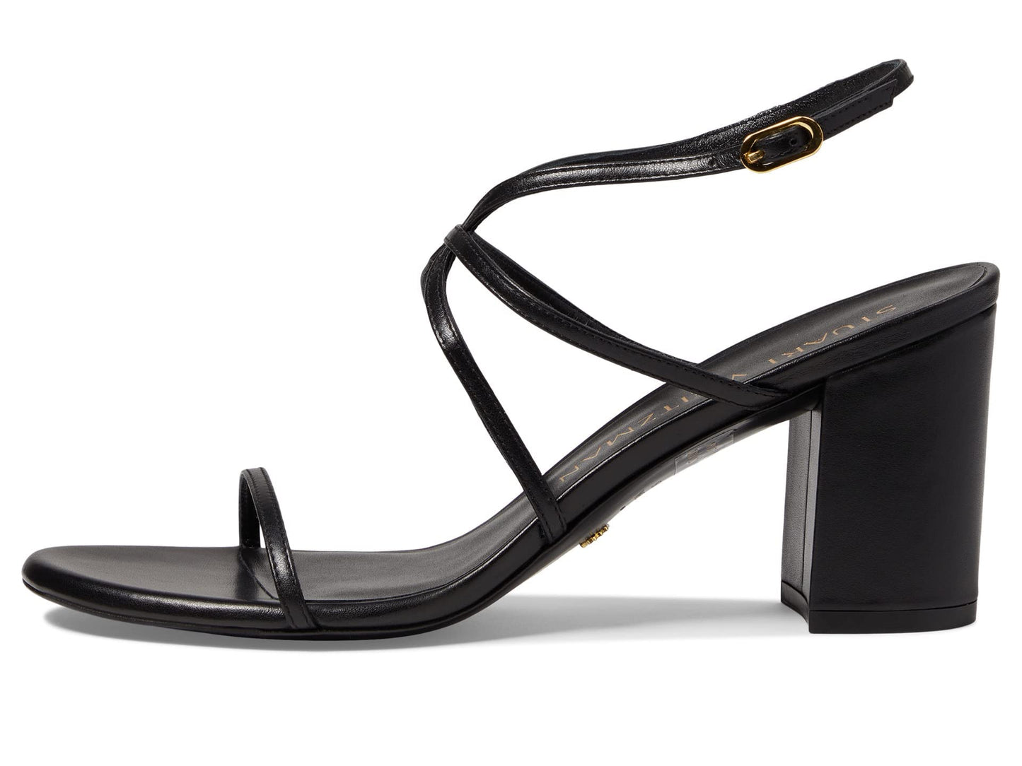 Stuart Weitzman Barelythere 75 Block Sandal Black 6 B