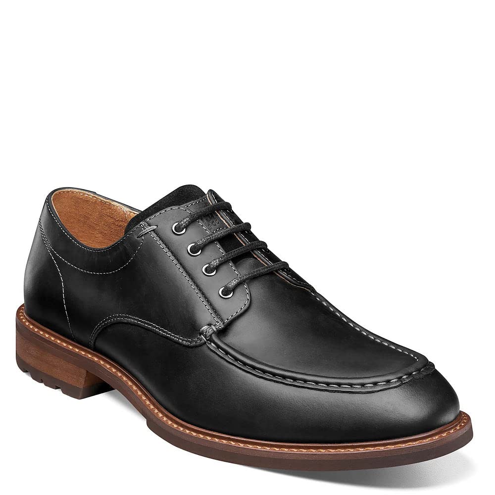 Florsheim Lodge Moc Toe Oxford - Shoes for Men - Leather Upper - Rugged Sole - Sturdy Heel - Leather Upper Black Crazy Horse 11 M (D)