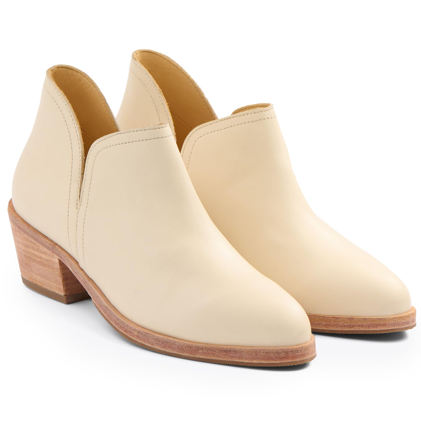 Nisolo Mia Ankle Bootie - Water Resistant Leather, Versatile V-cut Design, Cushioned 5-Layer Memory Foam Insoles, Dress Up or Down, Ankle Height Women's Boots, Bone (True to Size)