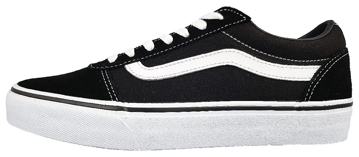 Vans Men's Ward Sneaker, Suede Canvas Black White, 7 M US