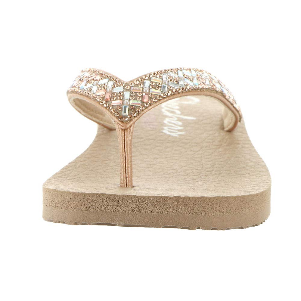 Skechers Cali Women's womens Meditation - Lotus Bae Flip Flop, Rose Gold, 10 US