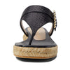 Stuart Weitzman Pearl Buckle Espadrille Sandal Black 6 M