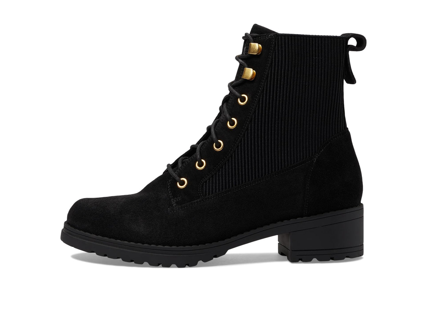 Cole Haan WOMENS CAMEA WP COMBAT BOOT II, BLACK SUEDE WATERPROOF, 10 C US