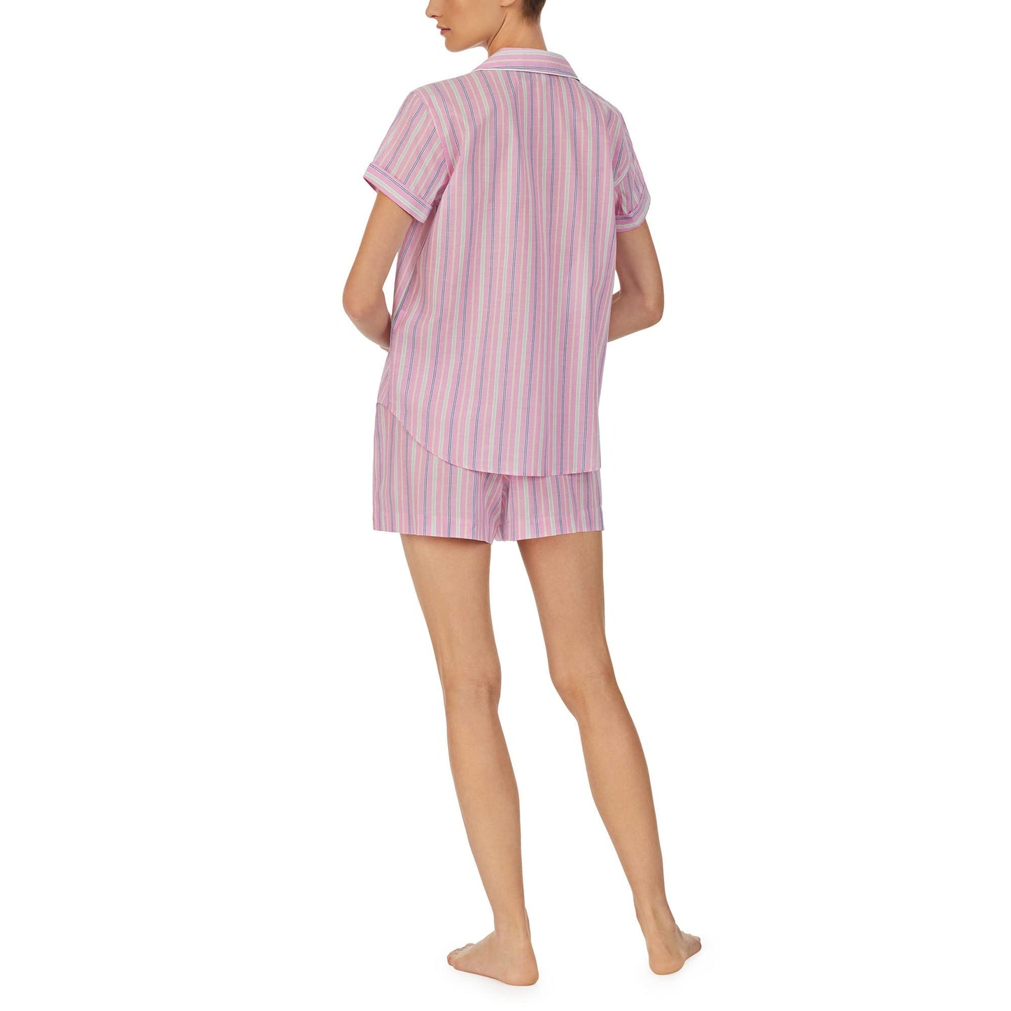 Lauren Ralph Lauren Short Sleeve Boxer PJ Set Pink Stripe MD (US 8-10)