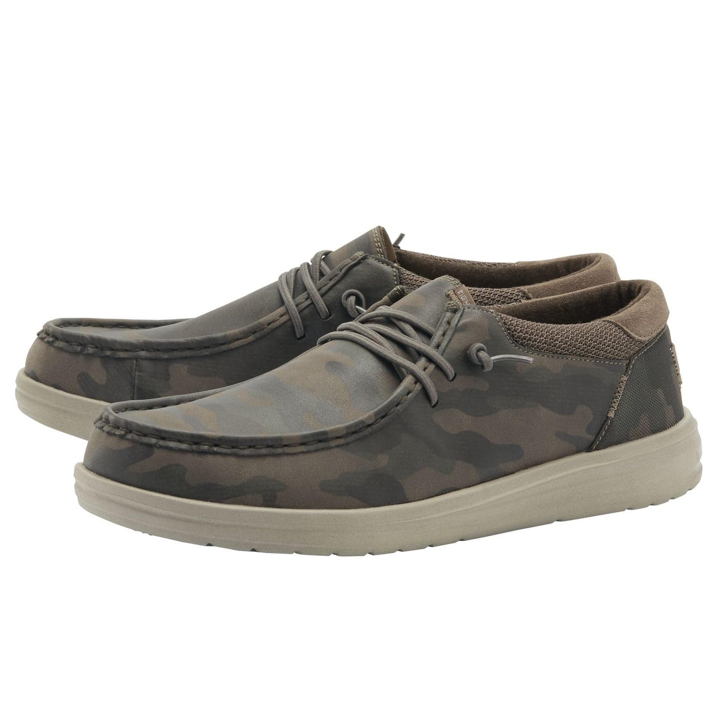 HEYDUDE Men's Paul Woodland Camo Size 11 | Men’s Shoes | Men's Lace Up Loafers | Comfortable & Light-Weight