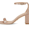 Stuart Weitzman Nudistcurve 75 Block Shine Sandal Adobe/Poudre 9 B