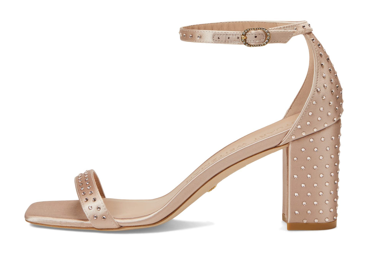 Stuart Weitzman Nudistcurve 75 Block Shine Sandal Adobe/Poudre 7.5 B