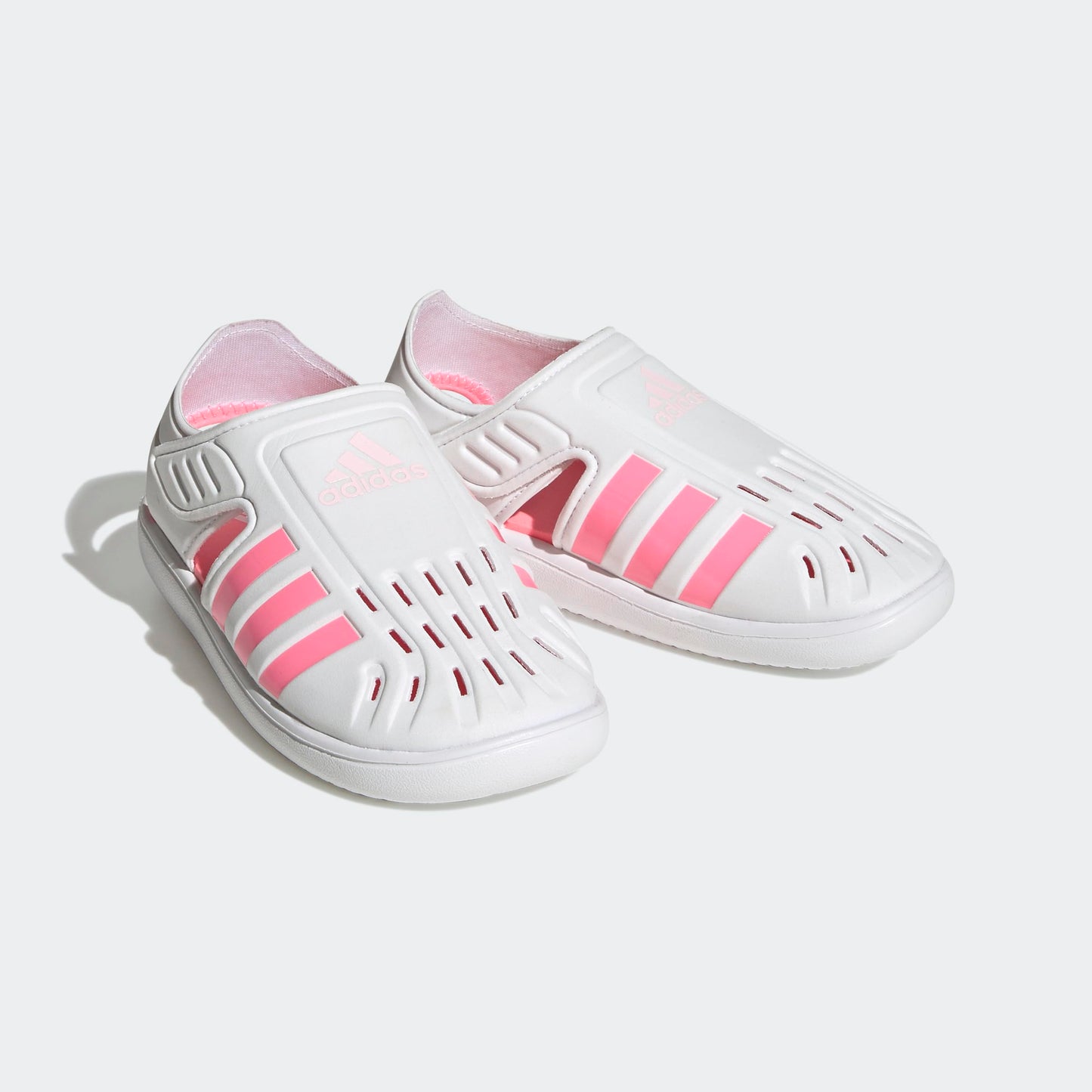adidas Girl's Summer Closed Toe Water Sandals (Toddler/Little Kid) White/Beam Pink/Clear Pink 2 Little Kid M