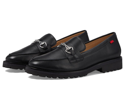 Marc Joseph New York Nancy LN - Shoes for Women - Signature Resin Bit Buckle - Arch Support - Leather Upper Black Nappa 8.5 M