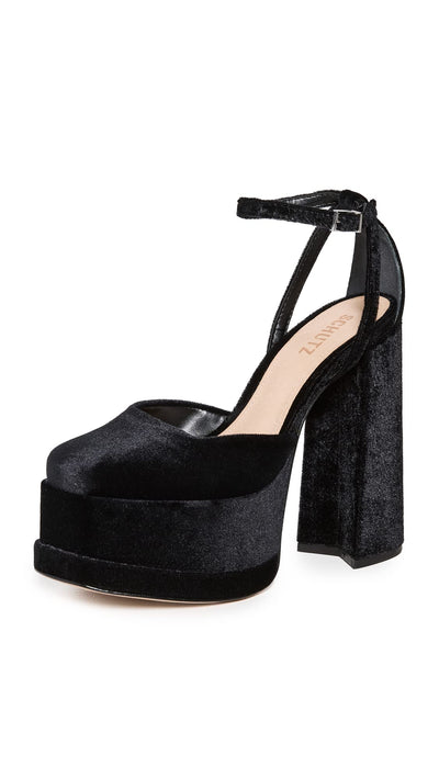 SCHUTZ Women's Luan Heels, Black, 8 Medium US