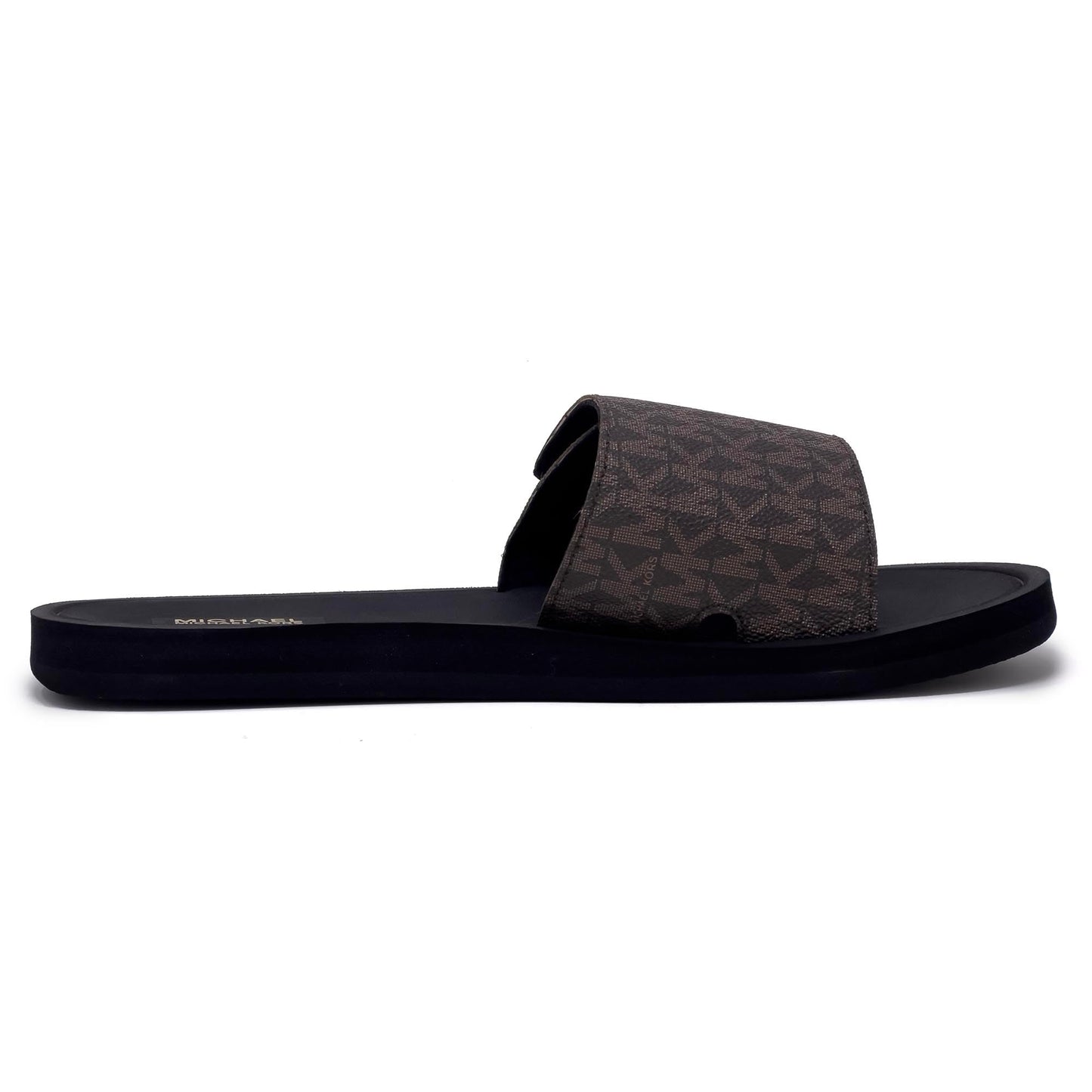 Michael Kors Wade Slide Sandals,Mini Mk,PVC, Brown (numeric_8)