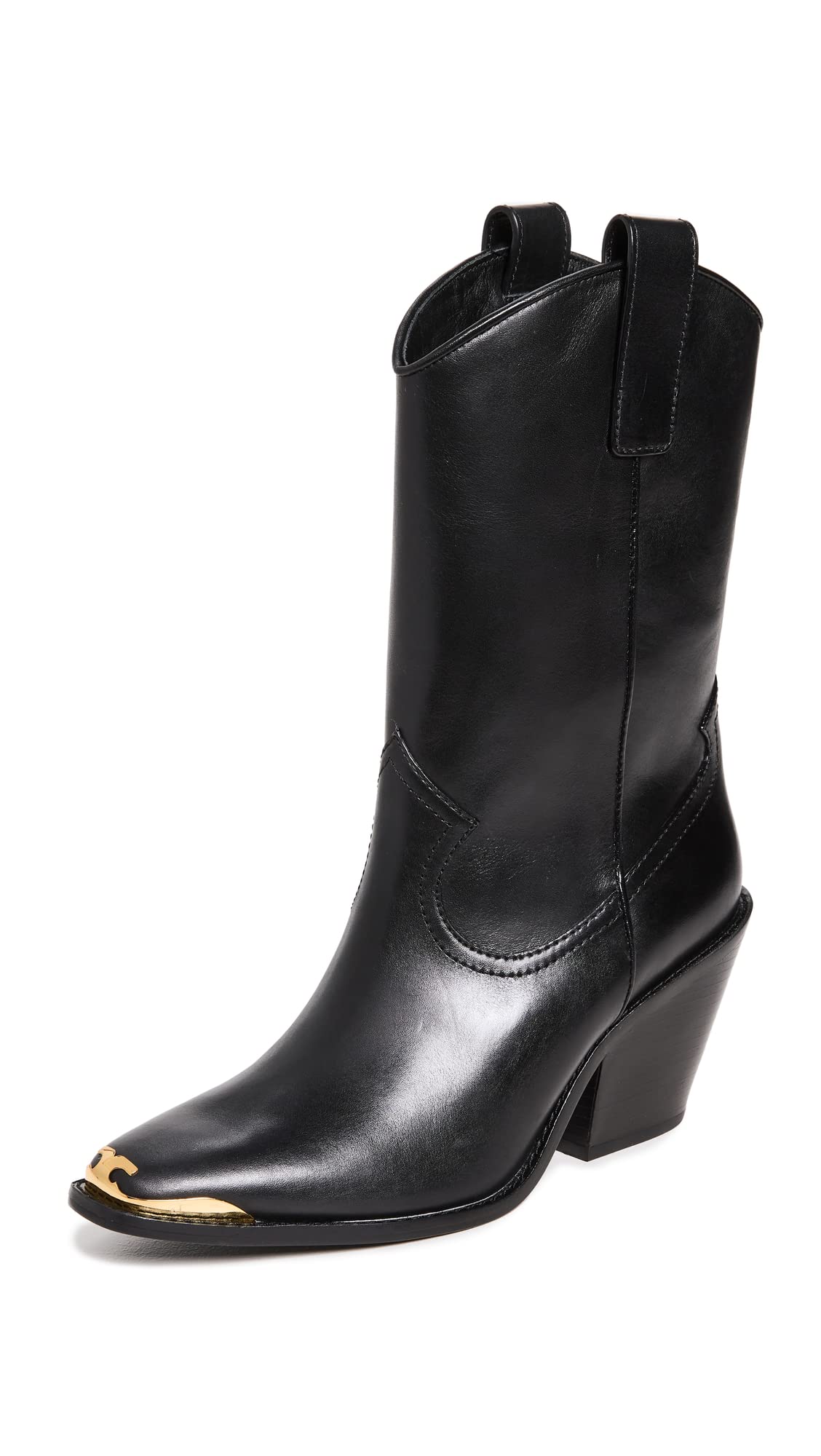 Tory Burch Women's Western Mid Boots 75mm, Perfect Black, 11 Medium US