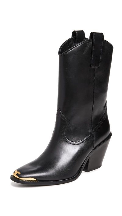 Tory Burch Women's Western Mid Boots 75mm, Perfect Black, 11 Medium US