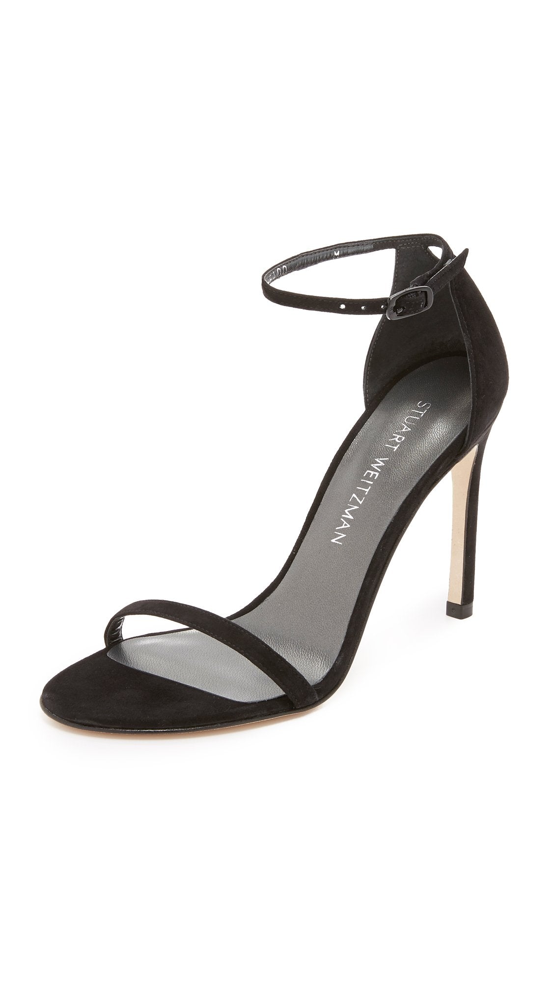 Stuart Weitzman Nudistsong Ankle Strap Sandal Black Suede 9.5 M