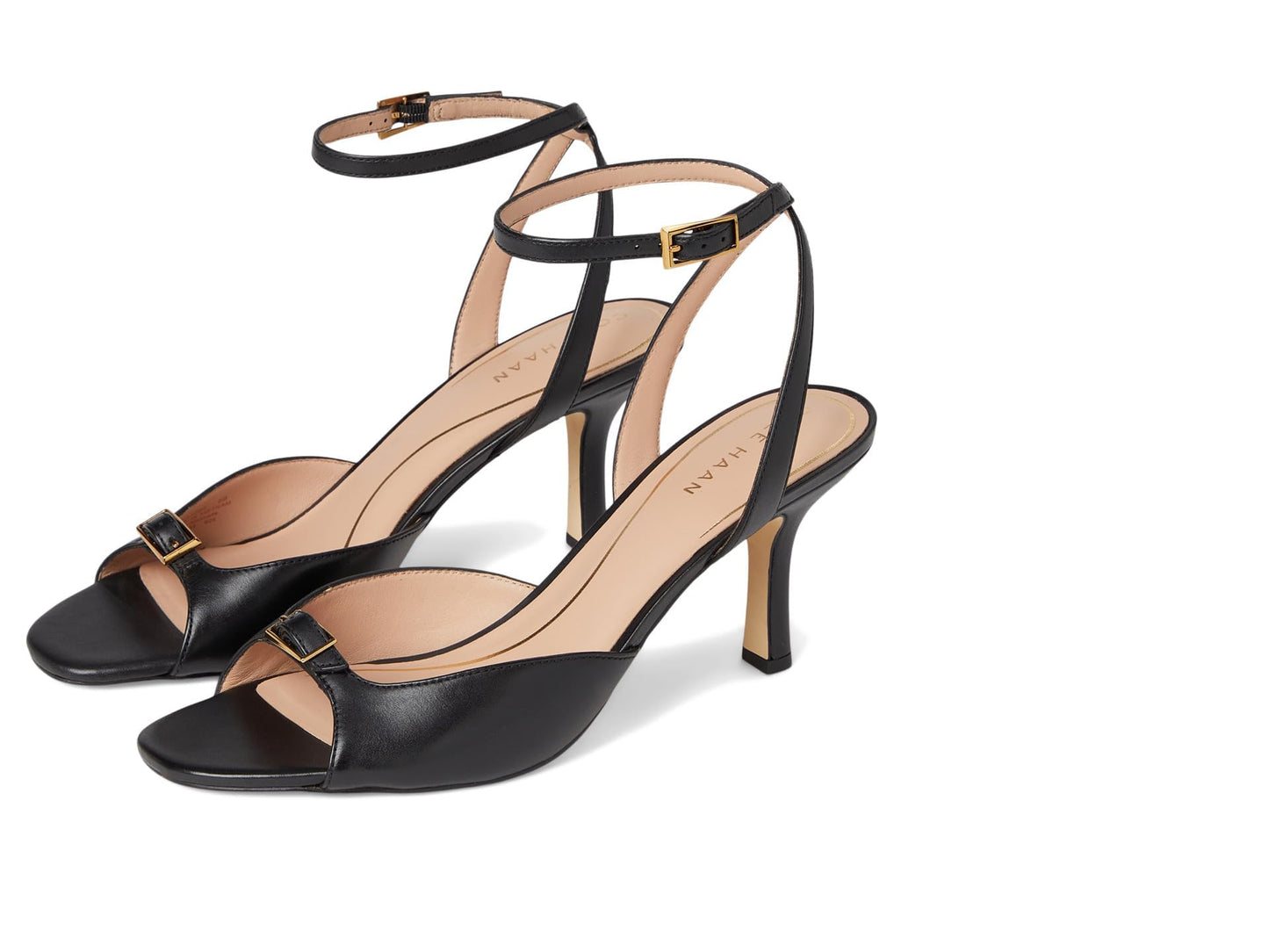 Cole Haan Women's Annalise Buckle Sandals, Black Leather, 7-B US