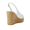 Stuart Weitzman Island Peep-Toe Espadrille Wedge White/Natural 8 B