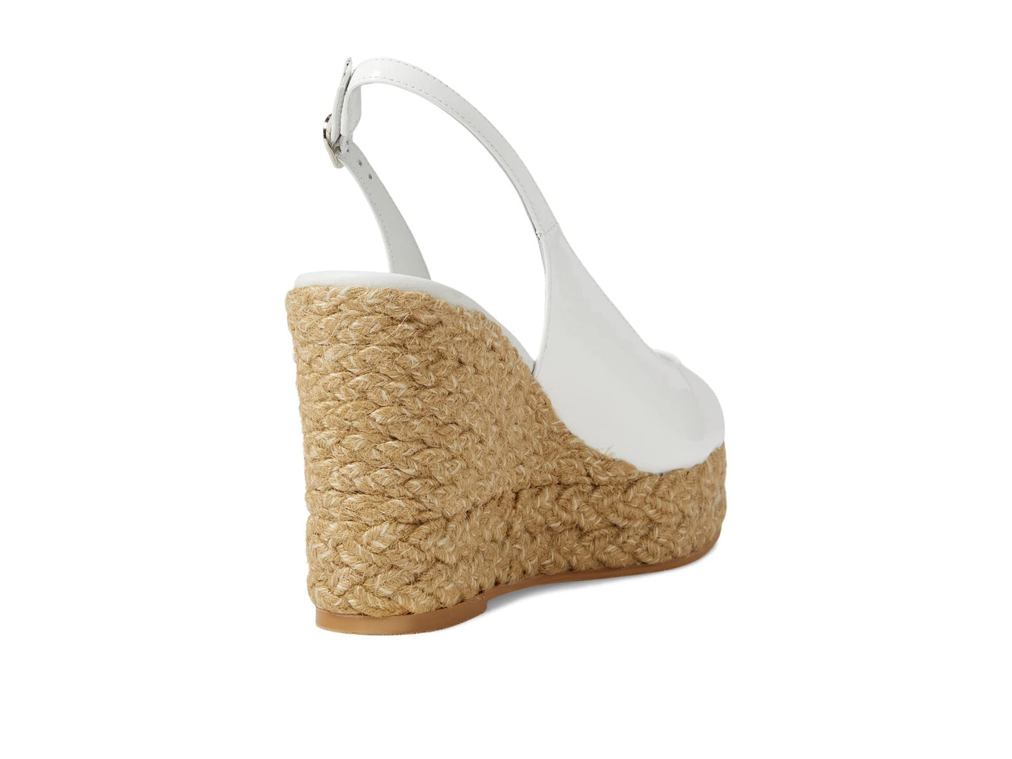 Stuart Weitzman Island Peep-Toe Espadrille Wedge White/Natural 8 B