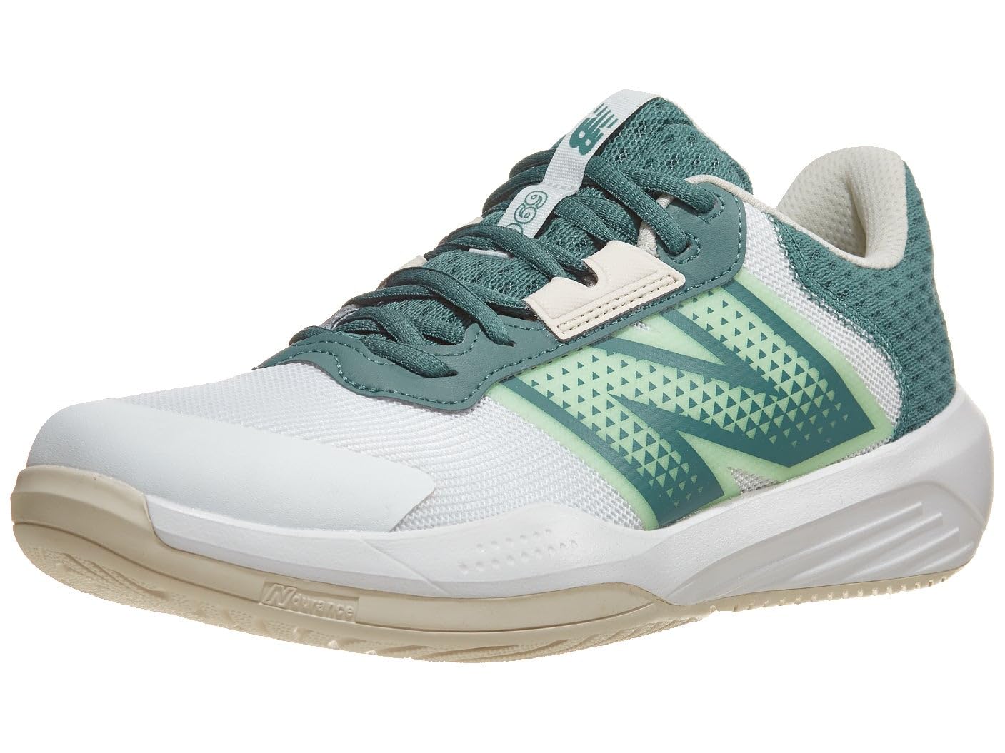New Balance Men's 696 V6 Hard Court Tennis Shoe, White/Green, 10