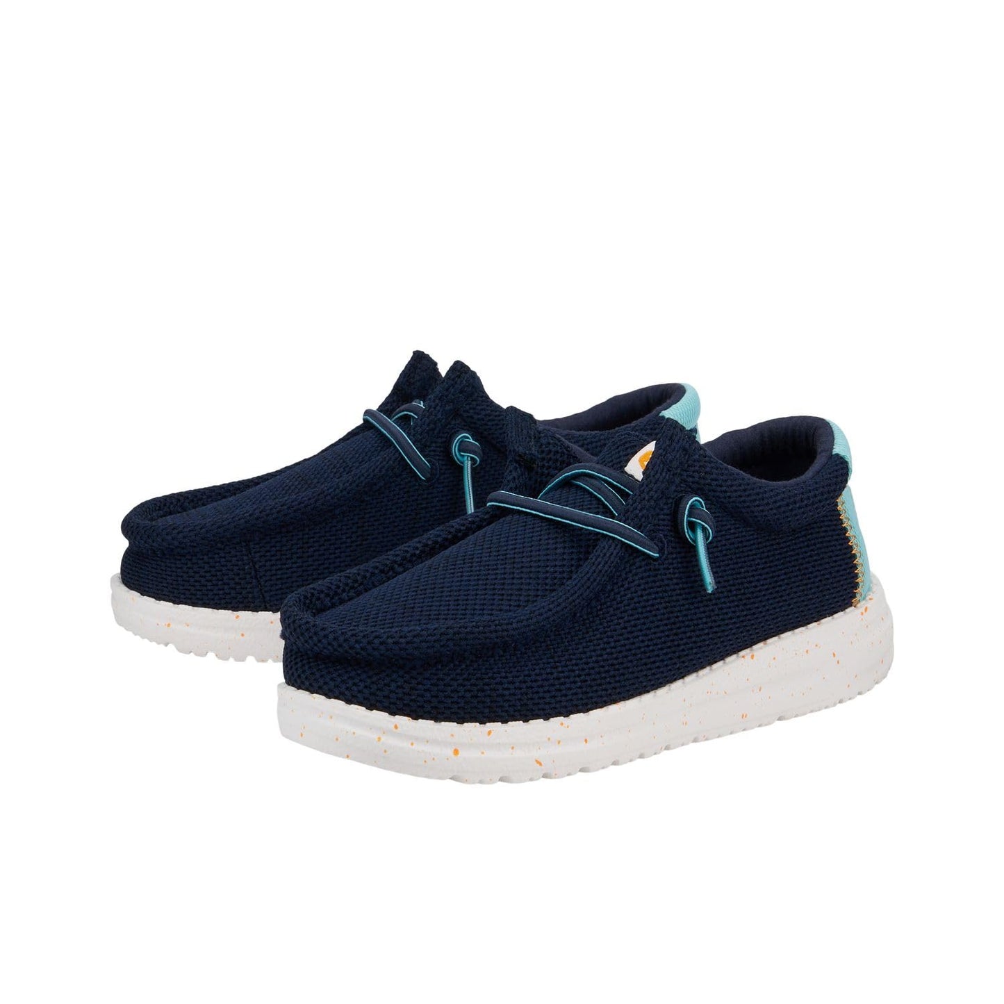 HEYDUDE Boy's Wally Heathered Mesh Navy Size 5 | Youth's Shoes | Youth Slip-on Loafers | Comfortable & Light-Weight