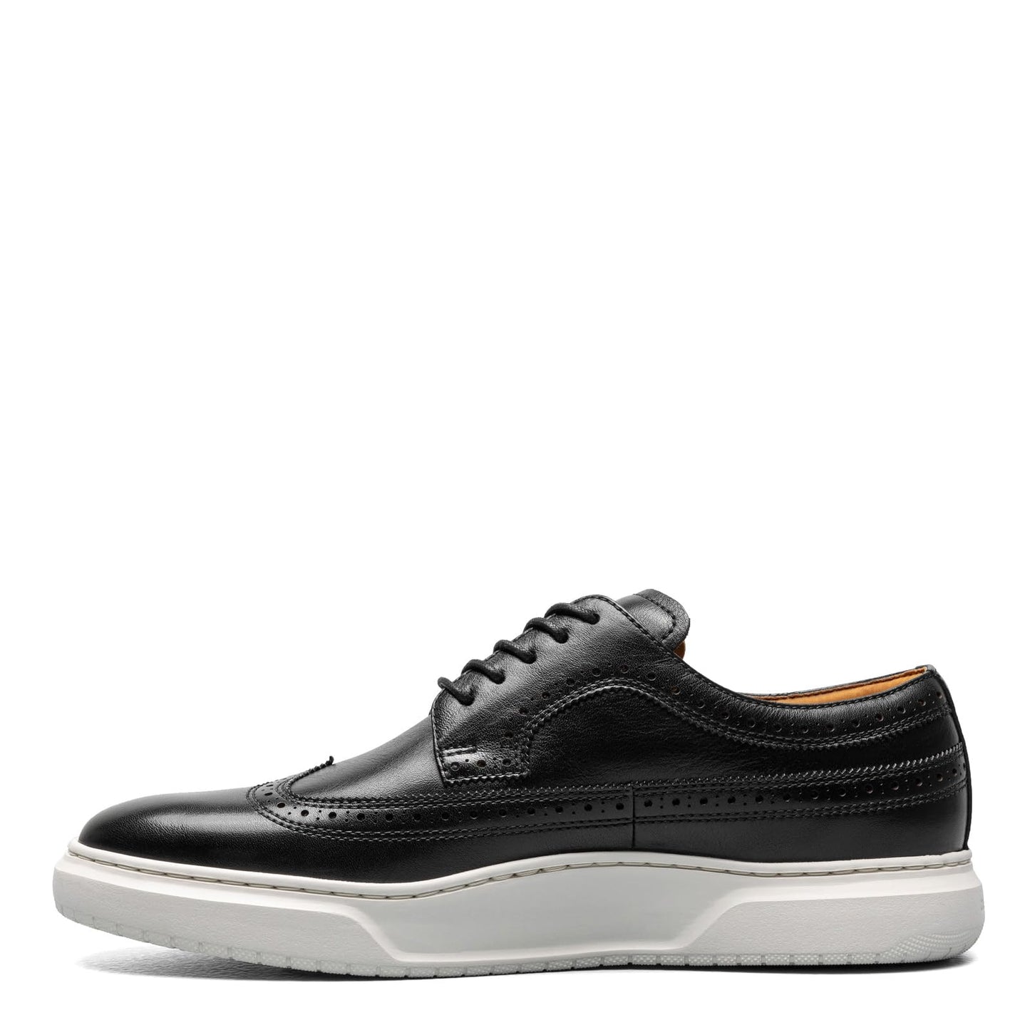 Florsheim Premier Wing Tip Lace-Up Sneaker Black Smooth/White Sole 12 M (D)