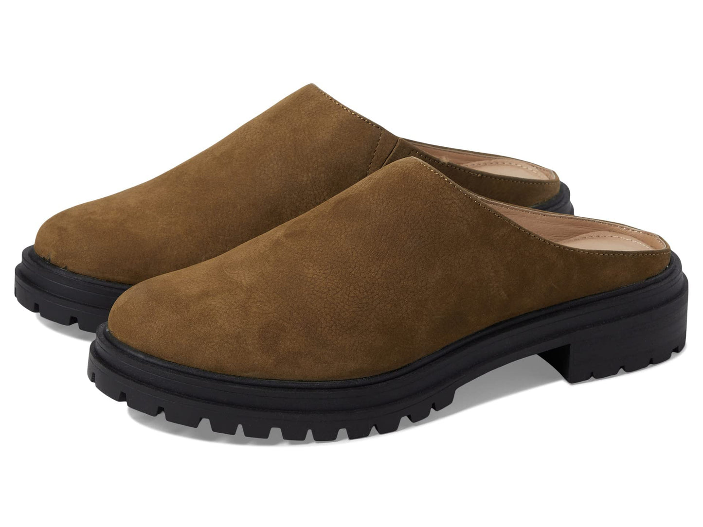 Madewell The Bradley Lugsole Mule in Nubuck for Women - Pigskin Lining with Round Toe Design, Comfortable and Soft Mule Burled Wood 8.5 M