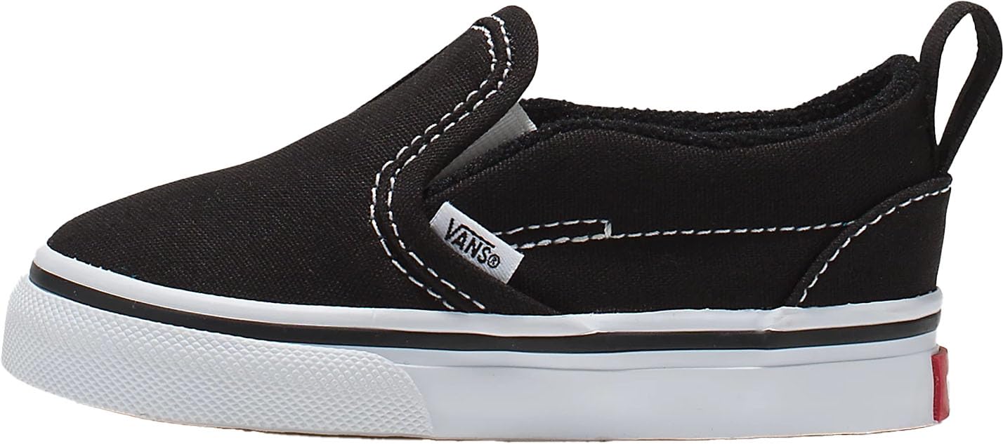 Vans - Toddler Slip-On V Shoes with Fastner, Color (Canvas) Black/True White, Size: 6.5 M US Toddler