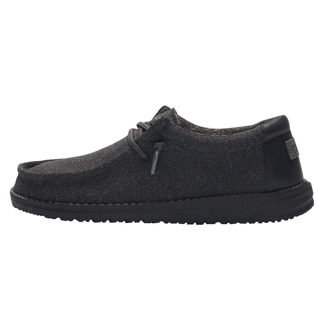 HEYDUDE Boy's Wally Youth Multiple Colors | Boys Shoes | Boy's Lace Up Loafers | Comfortable & Light-Weight Black