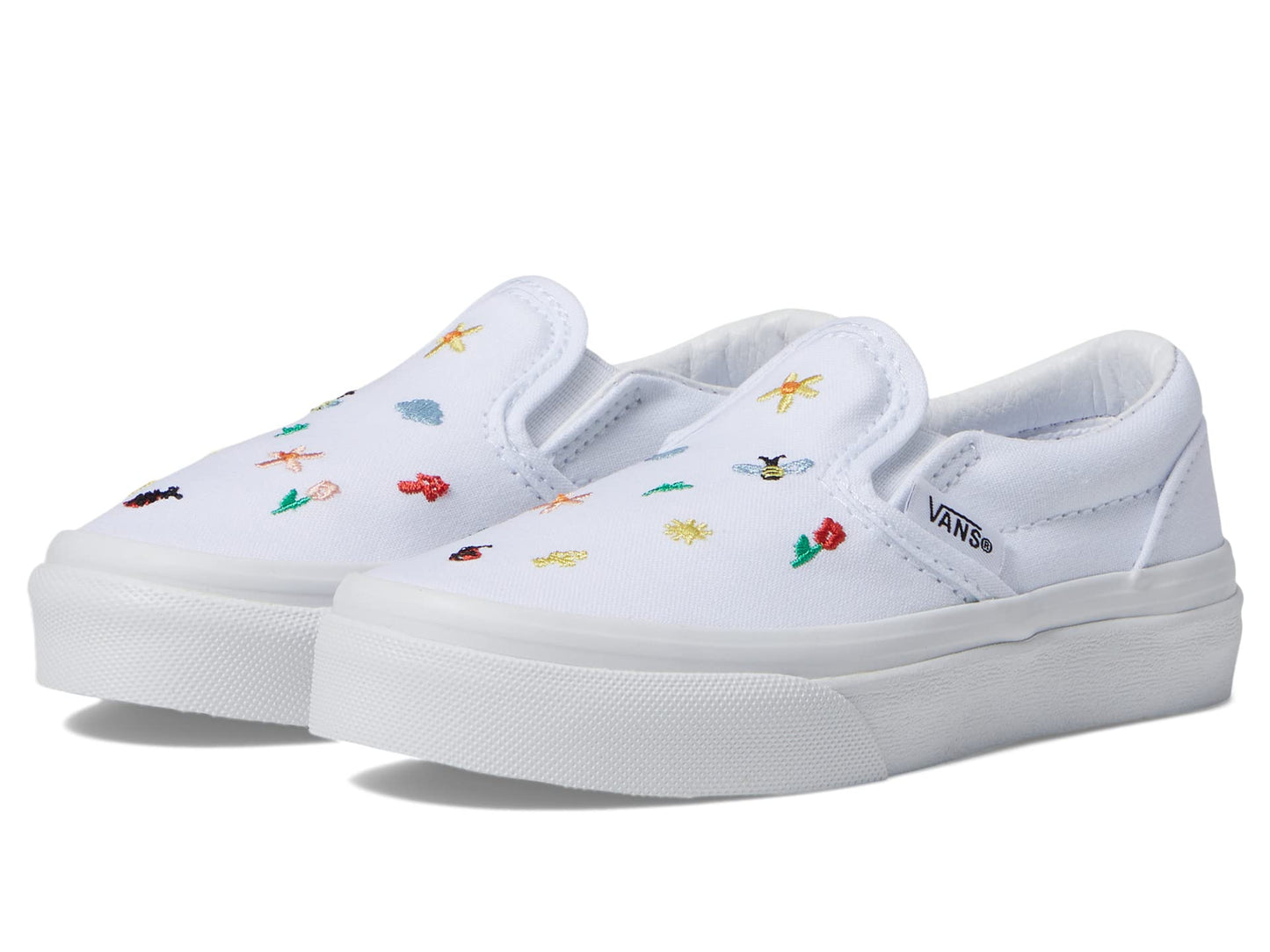 Vans Kids-Classic Slip-On (Little Kid)-Garden Party True White-2.5 Little Kid,M