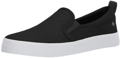 Sperry womens Crest Twin Gore Sparkle Linen Sneaker, Black, 7.5 US