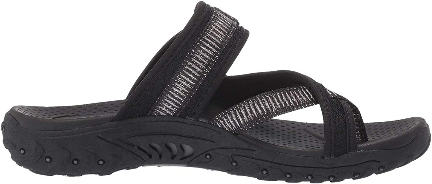Skechers Women's REGGAE - SEIZE THE DAY - Toe Thong Sandal Sandal, black, 8.5 M US
