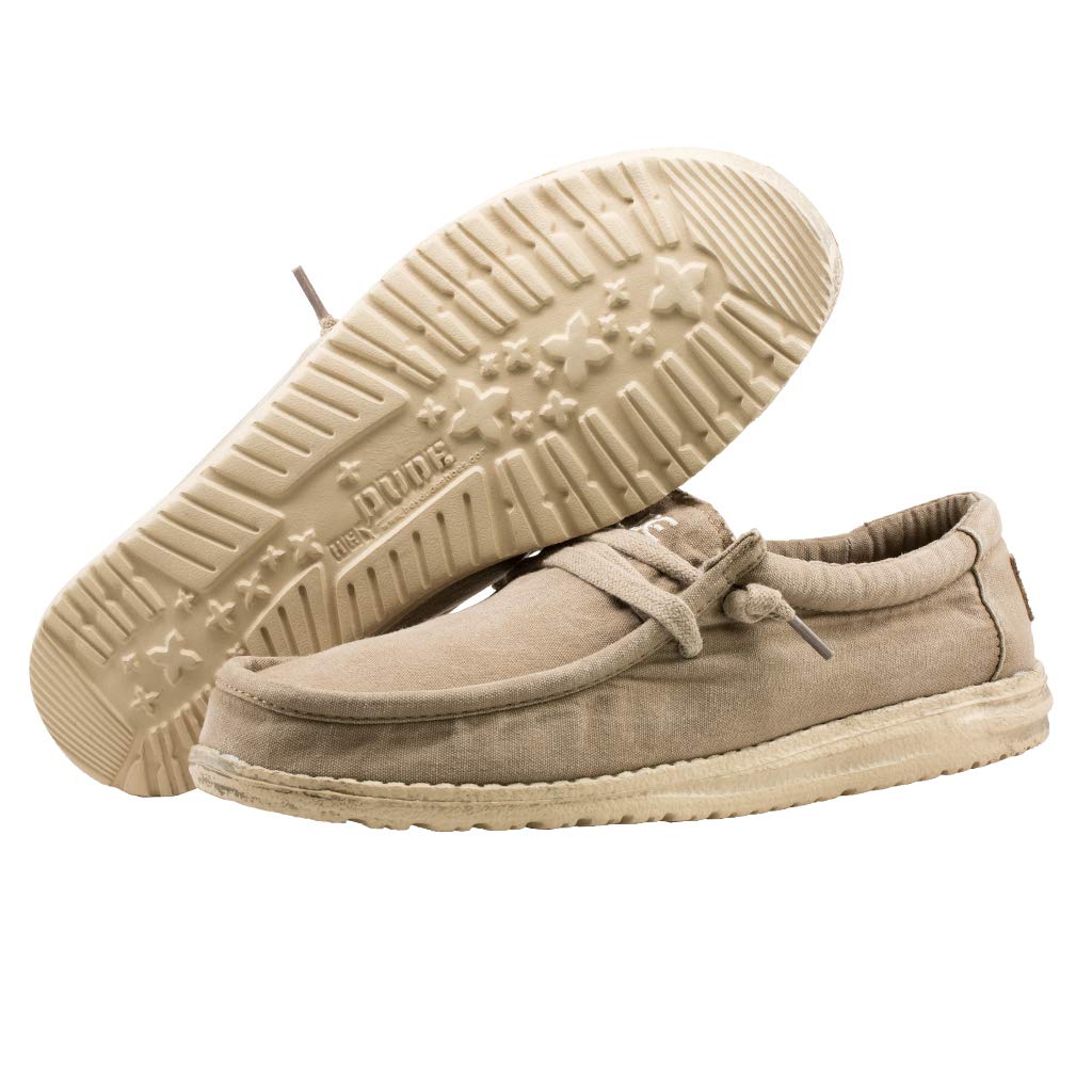 HEYDUDE Men’s Wally Washed Chestnut Size 8 | Men’s Shoes | Men’s Lace Up | Comfortable & Light-Weight