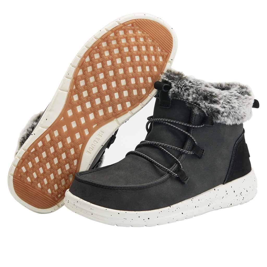 HEYDUDE Women's Eloise Black Size 4 | Women’s Shoes | Women’s Casual Boots | Comfortable & Light-Weight