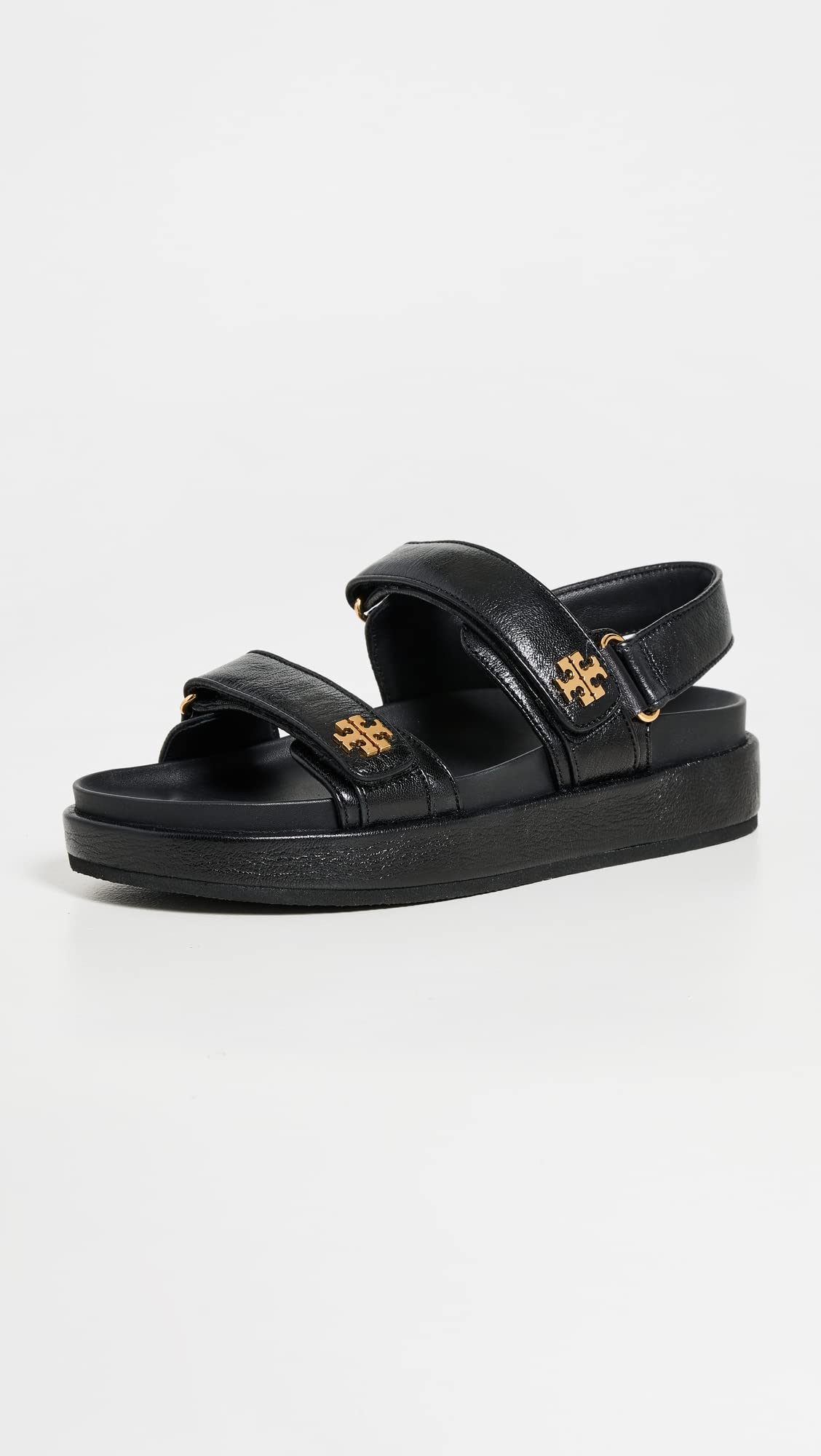 Tory Burch Women's Kira Two Band Sport Sandals, Perfect Black, 5 Medium US