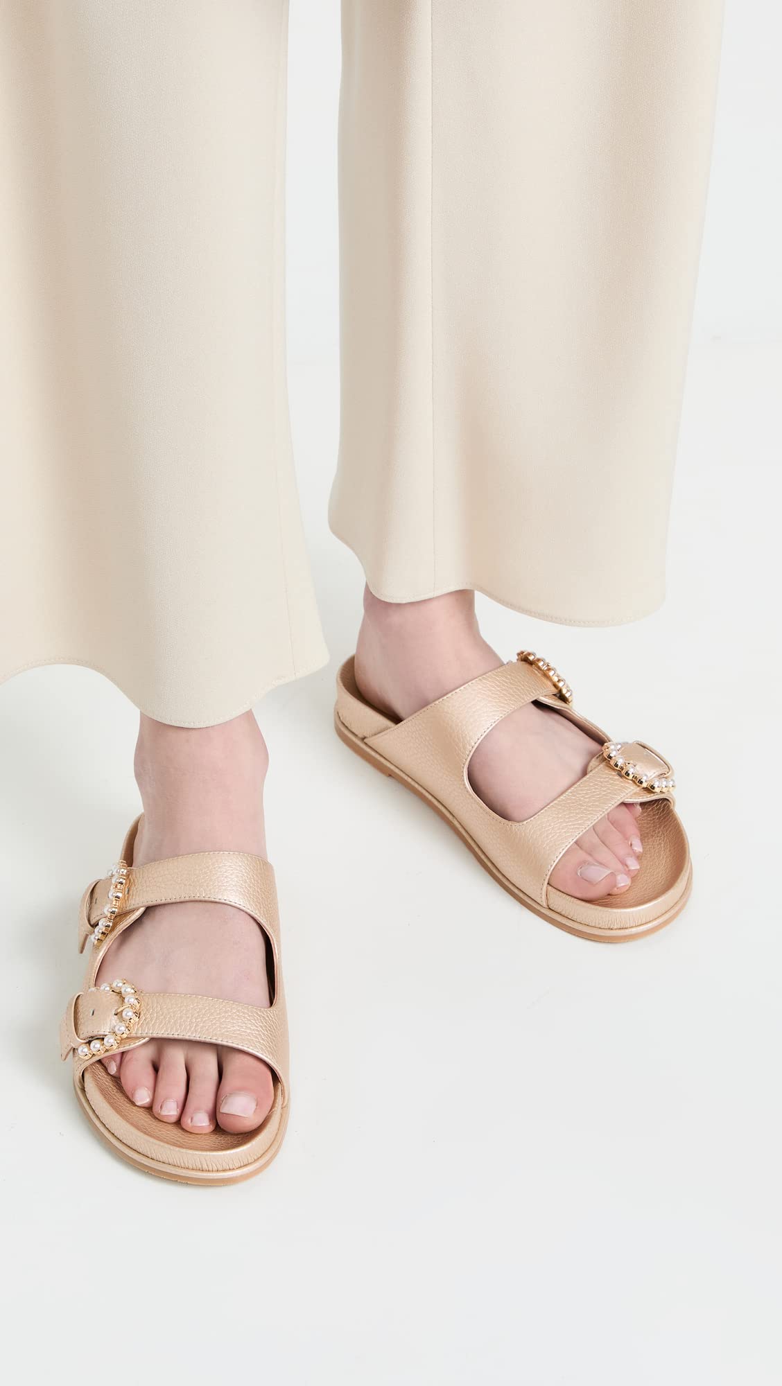 Stuart Weitzman Womens Piper Slide Sandal Platino 9.5 B