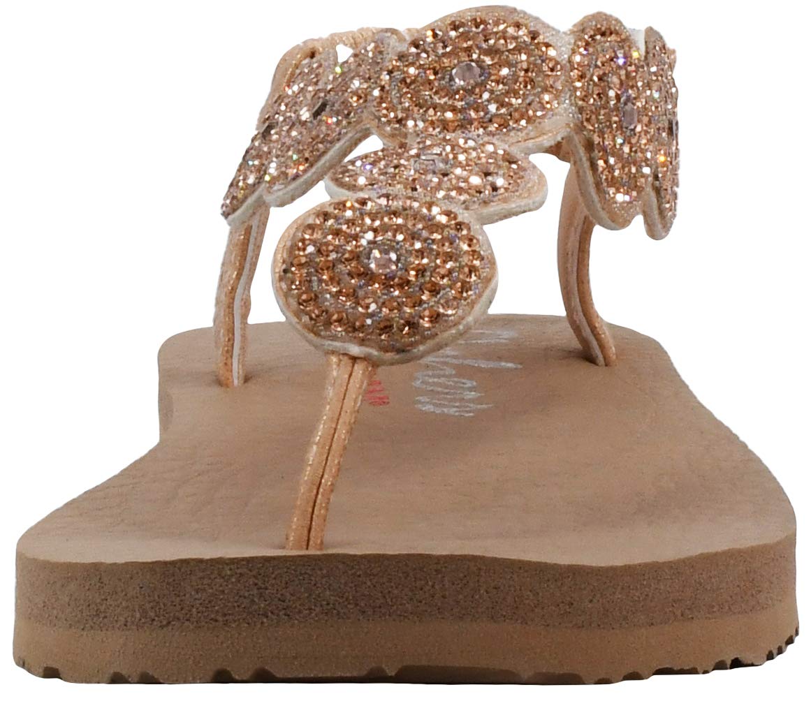 Skechers Women's Meditation-Stars And Sparkle Thong Sandal Rose Gold 6 Wide