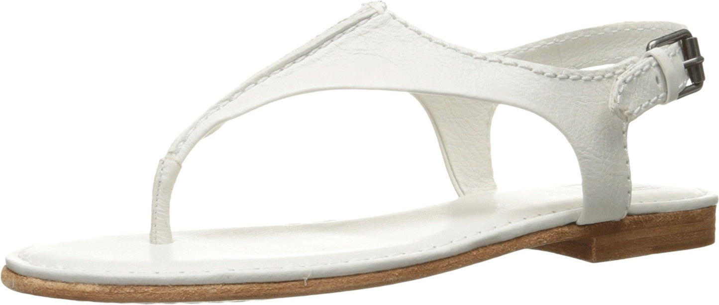 FRYE Women's Carson Seam T Flat Sandal, White, 6 M US