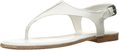 FRYE Women's Carson Seam T Flat Sandal, White, 6 M US