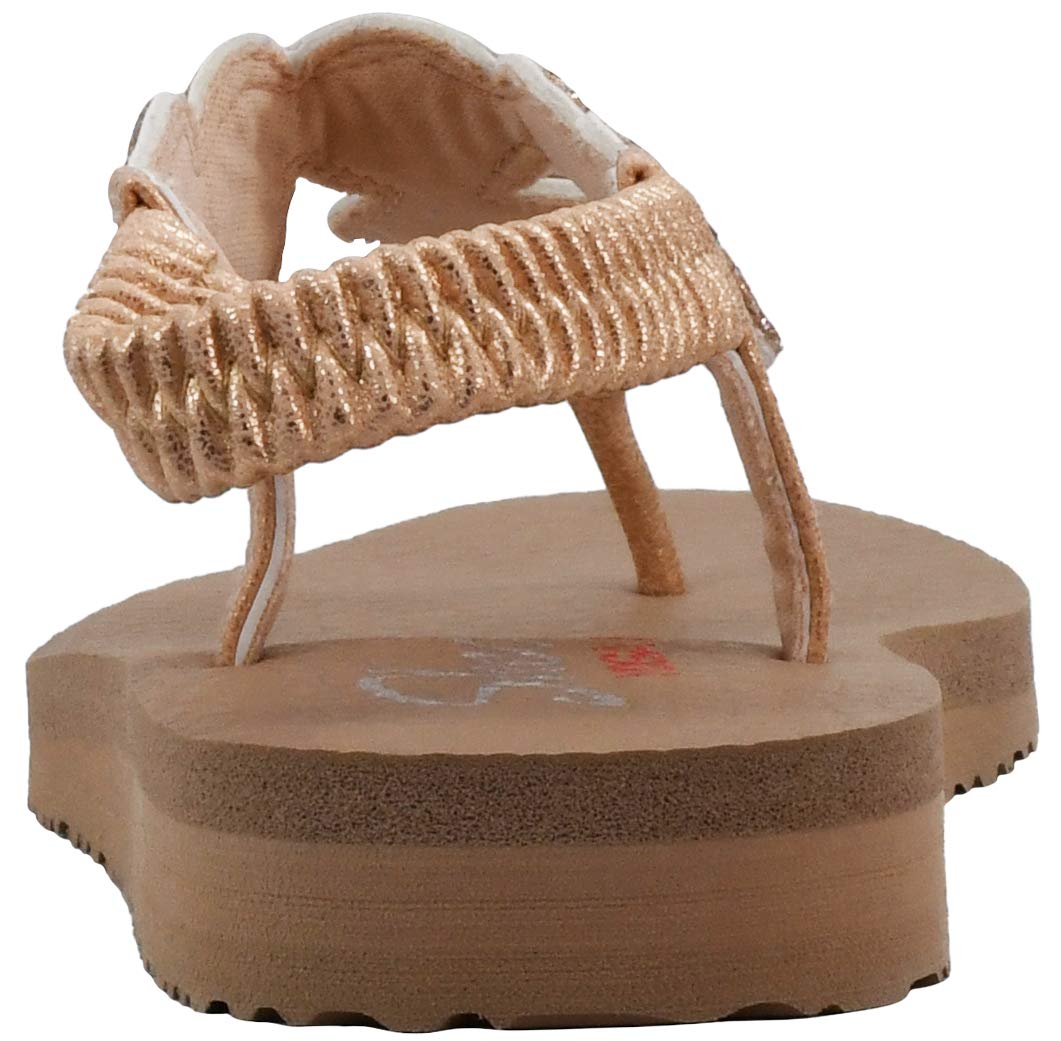 Skechers Women's Meditation-Stars And Sparkle Thong Sandal Rose Gold 6 Wide