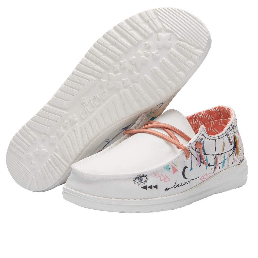 HEYDUDE Girl's Wendy Youth Doodle Bohon Size 3 | Girl’s Shoes | Girl’s Lace Up Loafers | Comfortable & Light-Weight