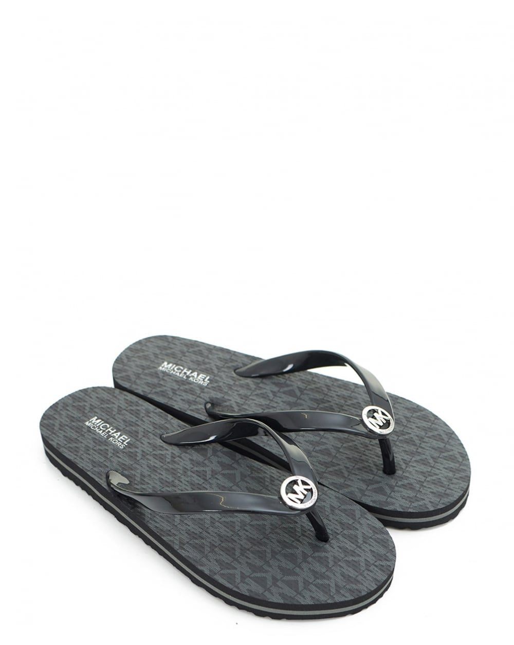 Michael Kors Flip-Flop Stripe EVA Black 6 M