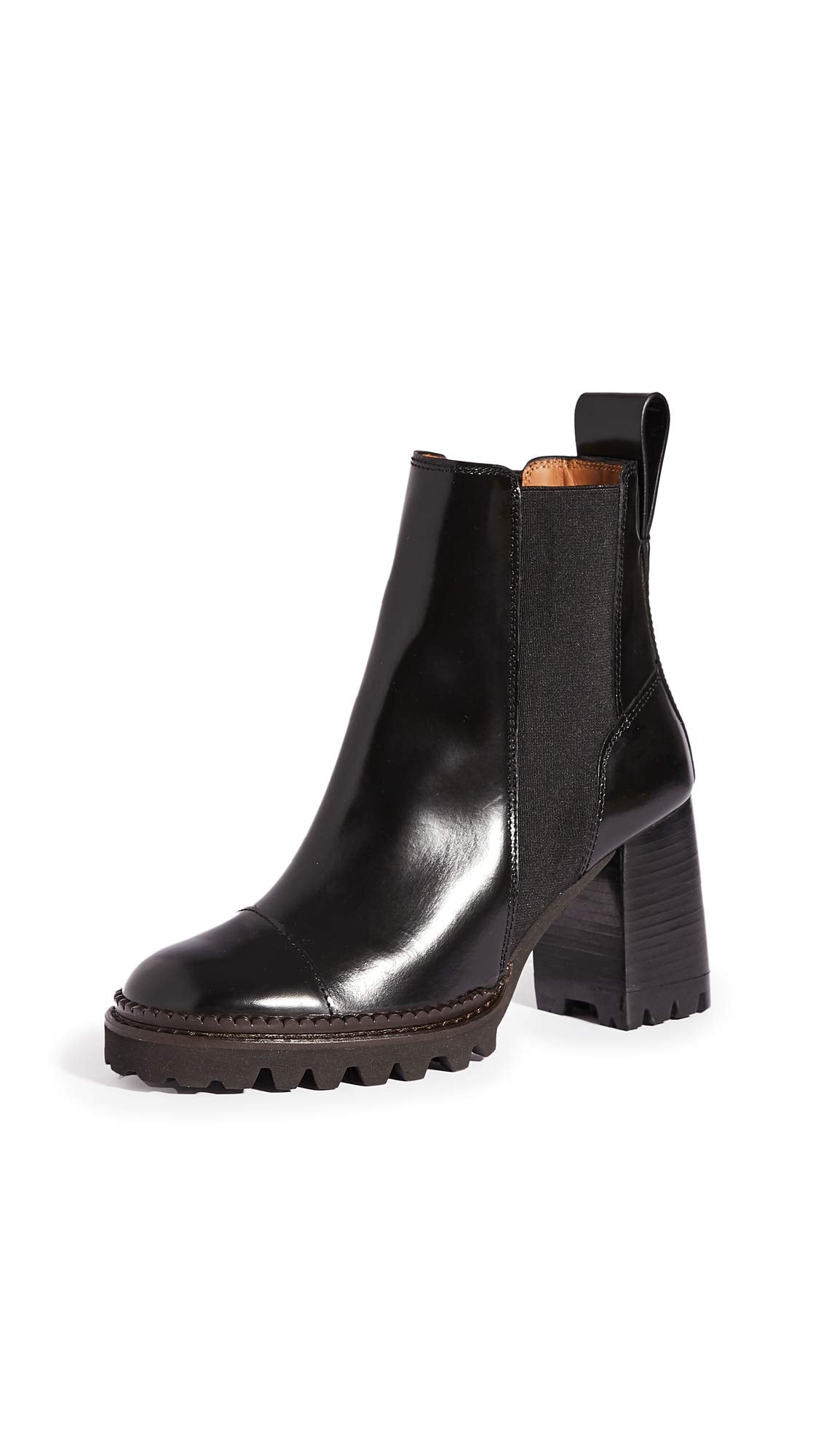 SEE BY Chloé Women's Mallory Lug Sole Boots, Nero, Black, 8.5 Medium US