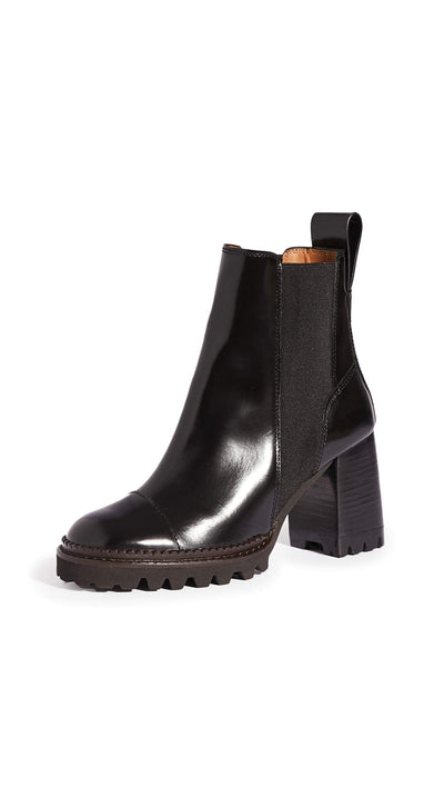 SEE BY Chloé Women's Mallory Lug Sole Boots, Nero, Black, 8.5 Medium US