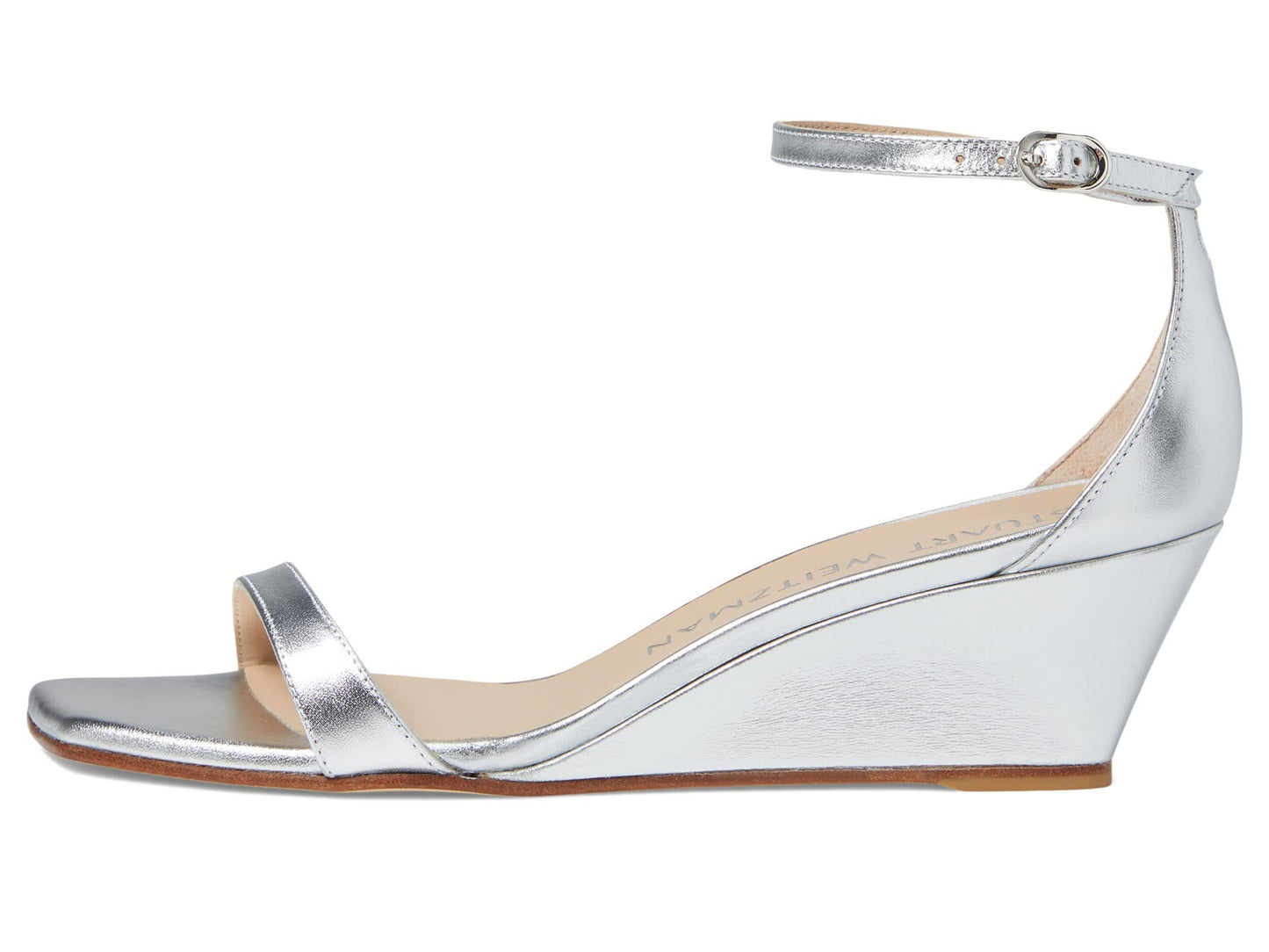 Stuart Weitzman Nudistcurve 50 Wedge Silver 9 B