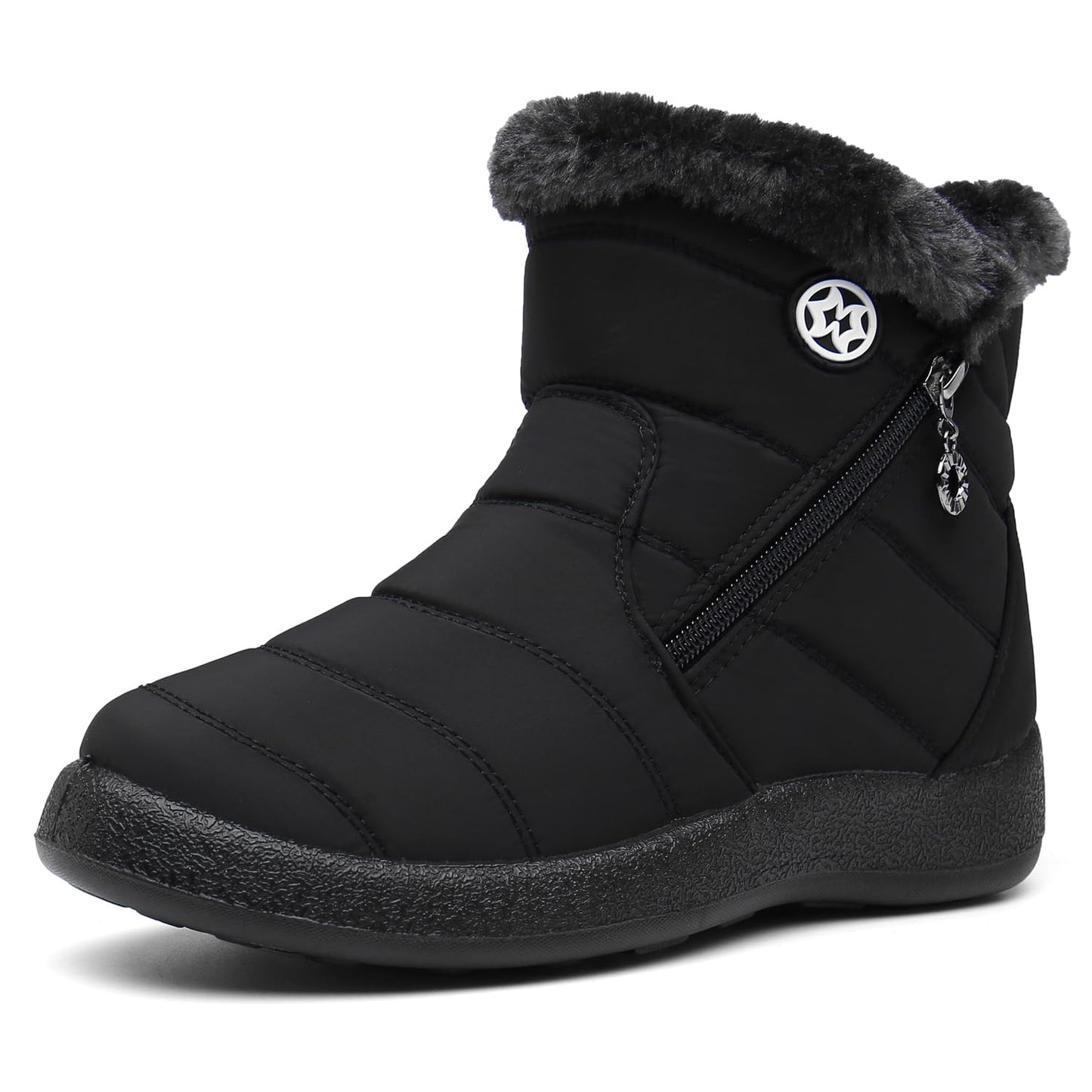 Hsyooes Womens Warm Fur Lined Winter Snow Boots Waterproof Ankle Boots Outdoor Booties Comfortable Shoes for Women,Black,11 M US=Label Size 43