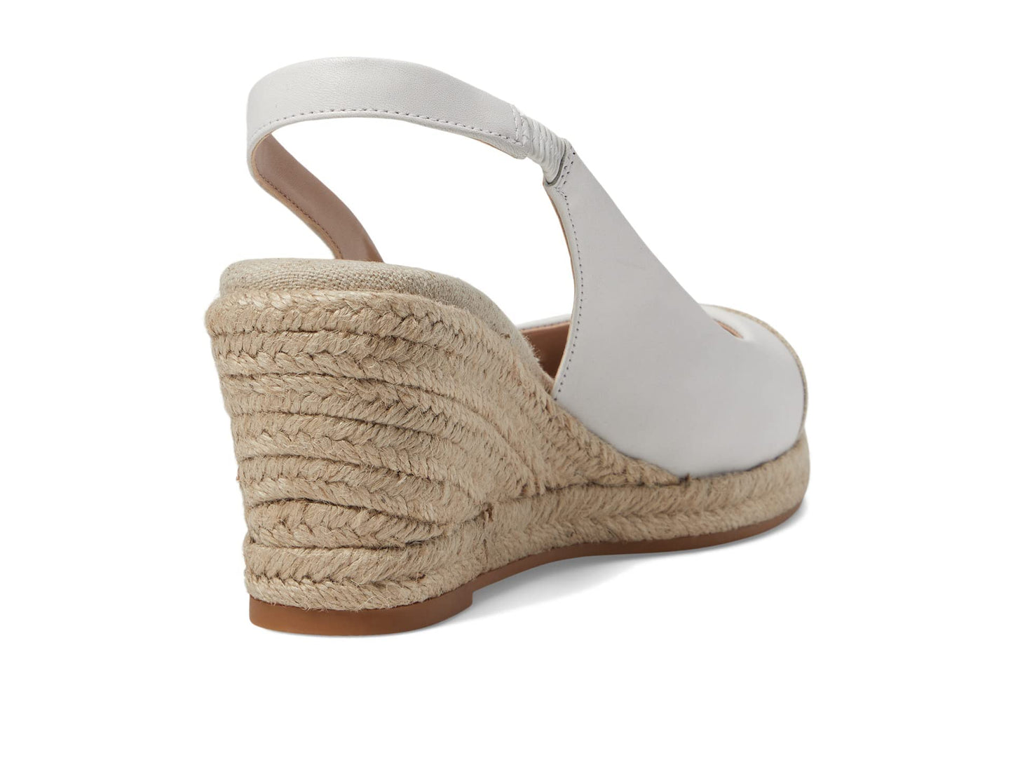 Cole Haan Cloudfeel Espadrille Wedge Slingback 80 mm White Leather Natural Linen 9 B (M)