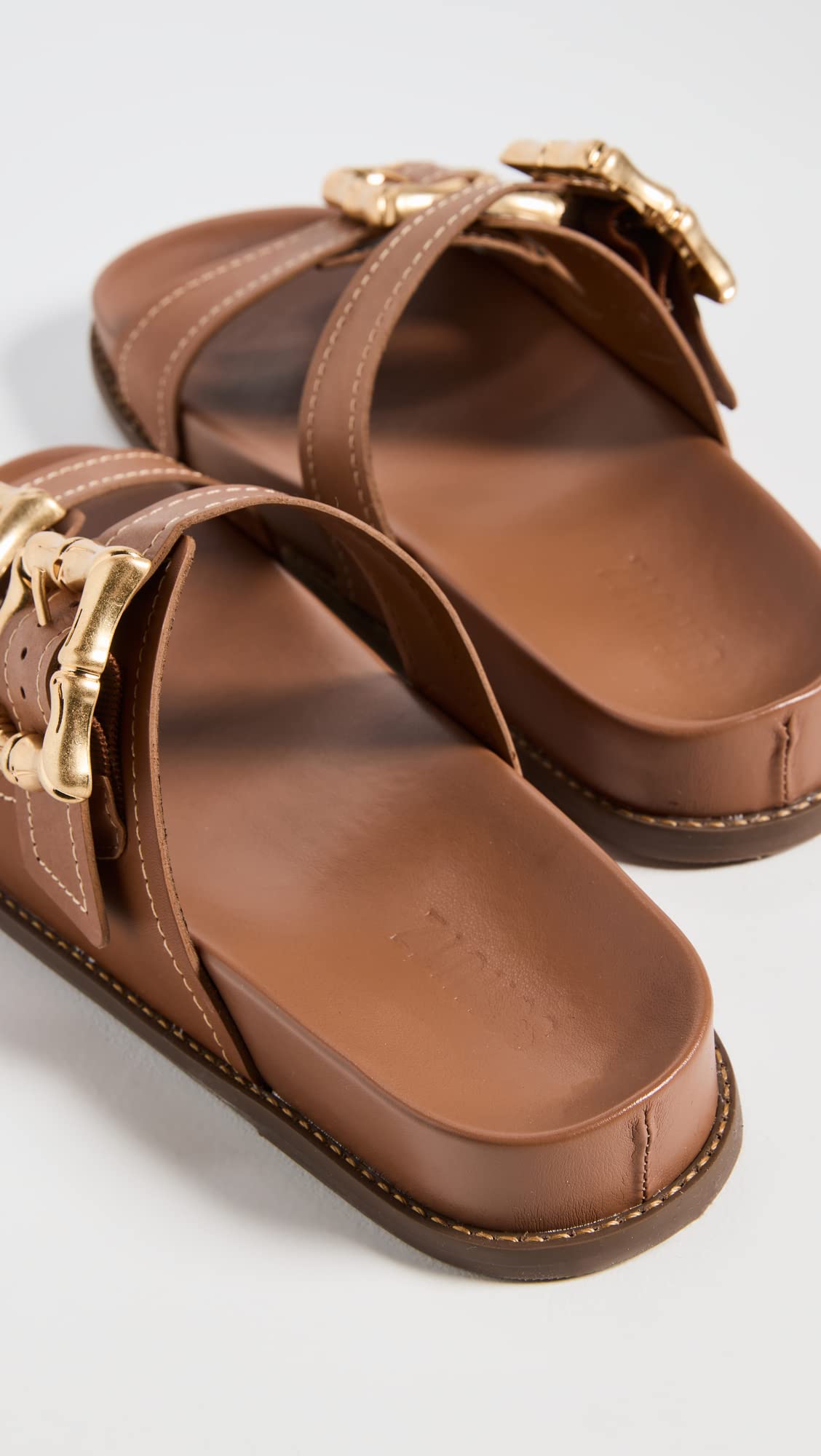 SCHUTZ Women's Enola Slides, New Wood, Brown, 8 Medium US