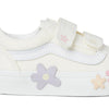 Vans Old Skool V Flower (Little Kid) Sneaker, Star White, 12.5 US Unisex
