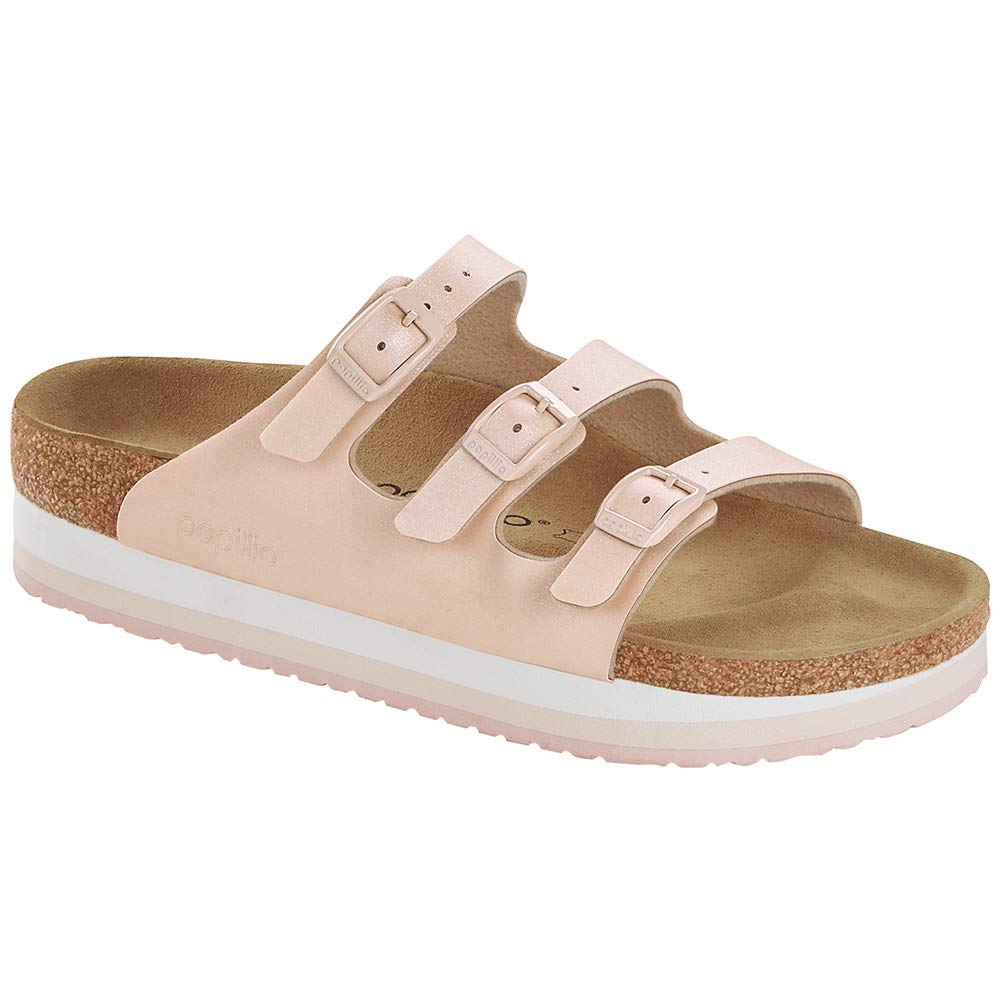 Birkenstock Womens Florida Platform Sandal, Icy Metallic Light Rose Birko-Flor, Size 42 N EU (11-11.5 N US Women)