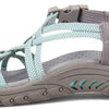 Skechers Women's REGGAE - IRIE MON -Multi strap toe thong sandal, Gray/Aqua, 11